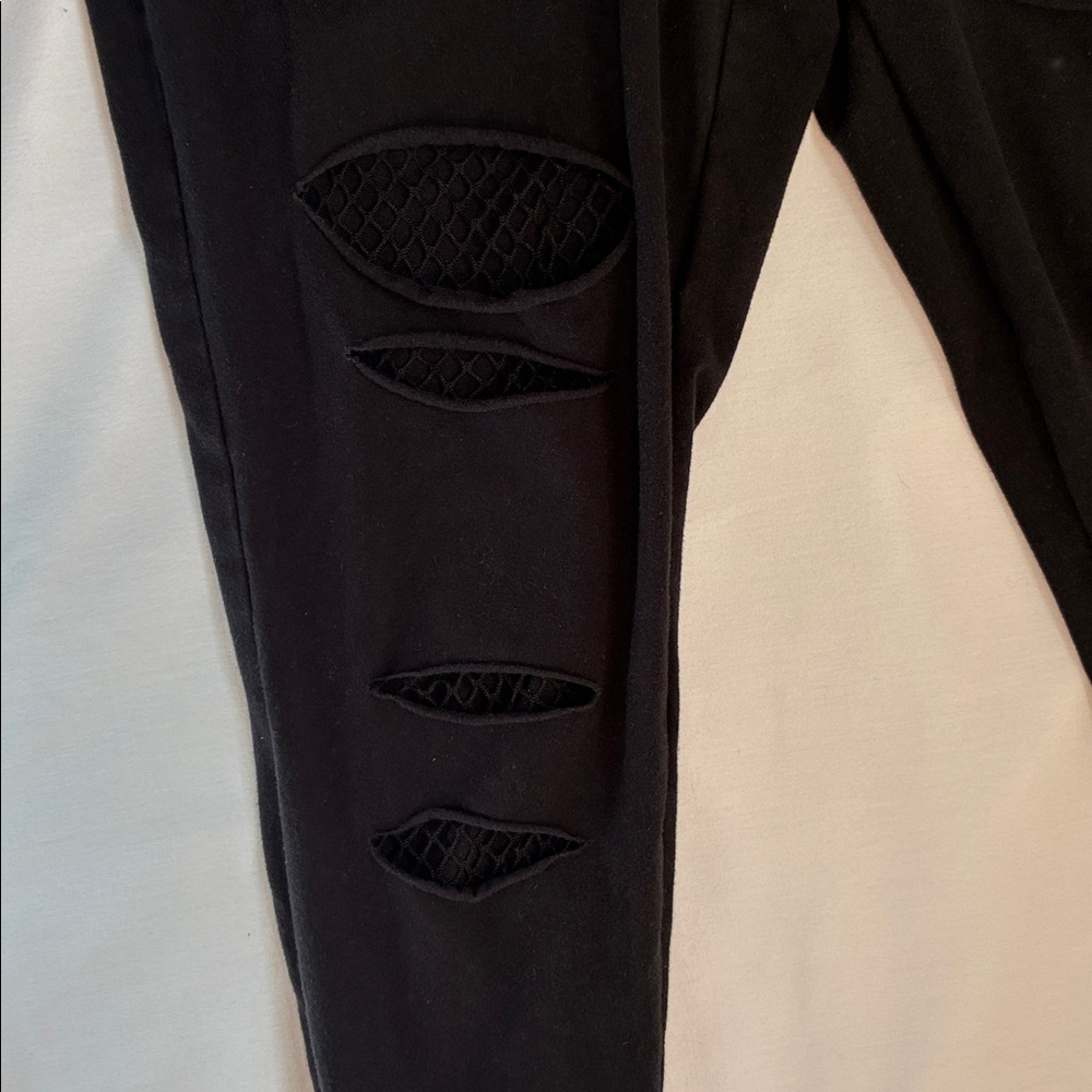 Torrid Black Leggings Size 2 Distressed Fishnet - Picture 3 of 13